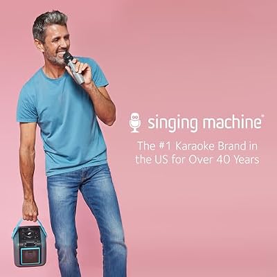 Singing Machine Karaoke System for Adults & Kids with Wireless Microphone, Cube Mini - Rechargeable Battery Karaoke Speaker with Multi-Colored Lights, Bluetooth, 22 Voice Effects & Lead Vocal Removal