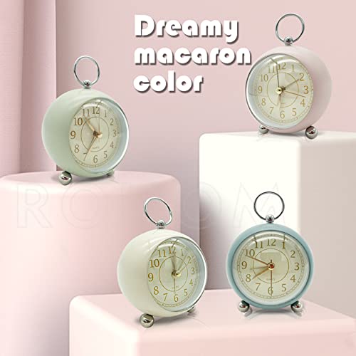 Analog Alarm Clocks, Desk Decorative Clock For Shelf Bedroom Kitchen Countertop, Battery Operated Non-Ticking Clock For Kids Teachers Students, Retro Night Light Hanging Silent Clock For Decor (Blue) #TOP1