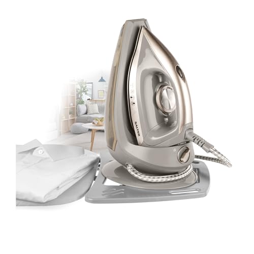 Salter Steam Generator Iron - Upright Steam Iron, Ceramic Soleplate, 1.5L Water Tank, Continuous Steam, Compact Base, Cord Storage, Temperature Control, Anti-Calc Function, 1.9m Power Cord, SAL01483