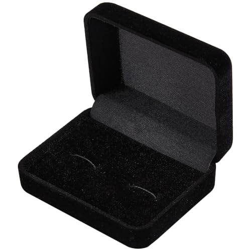Beebeecraft Caja de Terciopelo para Gemelos Rectangular Negra para Guardar Joyas Pendientes Anillos Pendientes Clips de Corbata Estuche Organizador Regalos de Boda Colgantes para Hombre 7.6x6x3cm