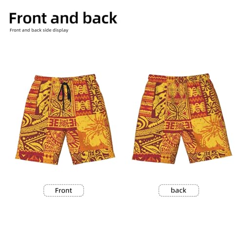 Boys Swim Trunks Hawaiian Style Tribal Fabric Patchwork Vintage Kids Swim Shorts Quick Dry Beach Board Pocket2