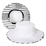 TOP-EX UVCoolix Bucket Hat for Men, Cooling Sun Hat, Wide Brim Boonie Hat, Breathable Mesh, Patriotic Underbrim, White - Gray Flag M/L
