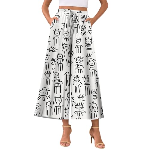 Wide Leg Pants for Women Loose Fit Drawstring Design High