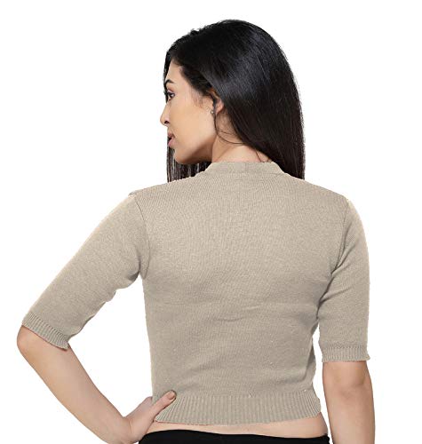 Image of Women Winter Wear V-Neck Half Sleeves Regular Fit Woollen Blouse
