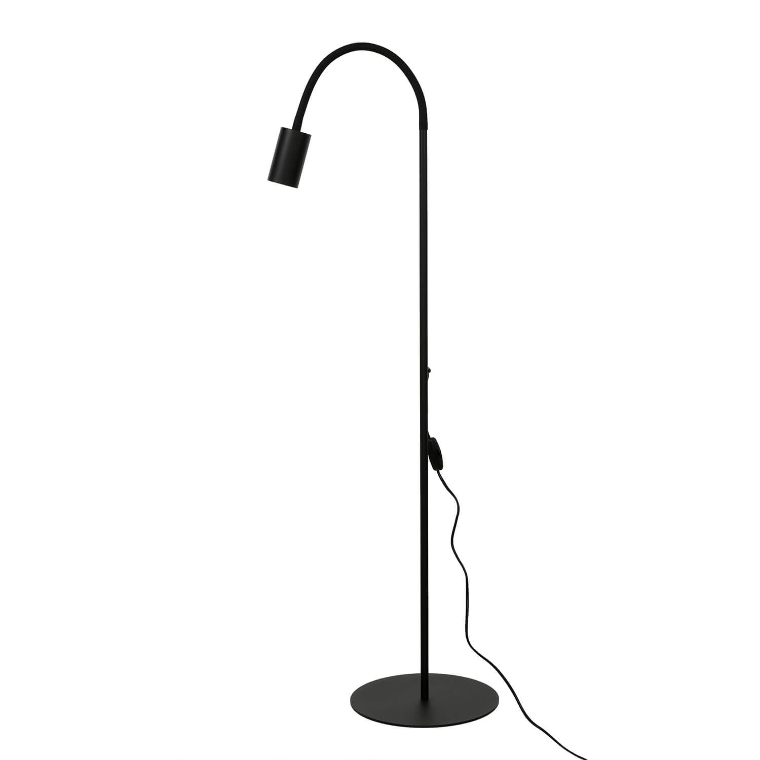 Licht-Erlebnisse Stehleuchte EYE Metall Schwarz Spot schwenkbar Flexarm H:114-153cm minimalistisch Kabelschalter GU10 für Wohnzimmer Schlafzimmer Leselampe Stehlampe