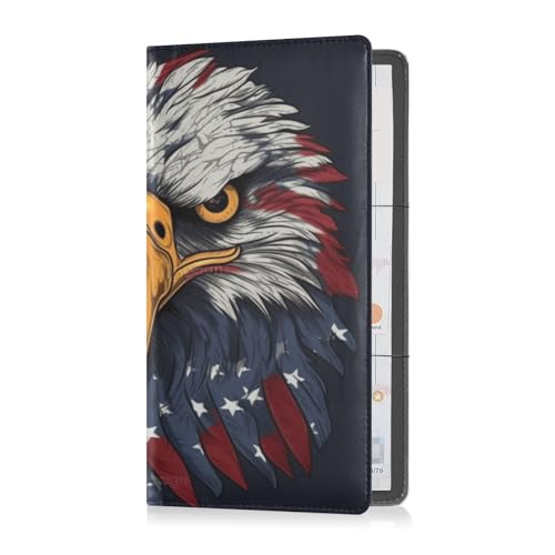 Custodia per libretto e assicurazione da auto pelle per uomo e donna accessorio per autista rimorchio moto barca bandiera del giorno dellindipendenza decorata con una feroce Multi 1 size