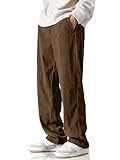 HOTake Pantalones Casuales de Pana para Hombre, Cintura elástica, Pantalones Sueltos a la Moda para Hombre, Marrón Oscuro, XXX-Large