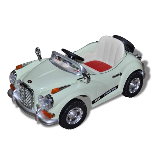 Teenpull Coche eléctrico de plástico verde con motor de batería, robusto coche infantil para jardín y patio, incluye asiento, volante, claxon, luz, sonido, pedal, neumáticos
