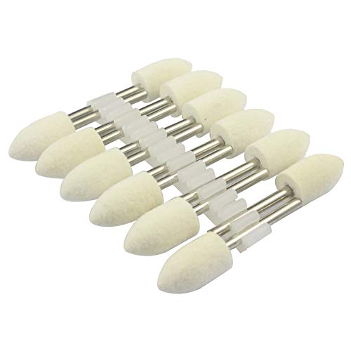 Luo ke 10mm Diameter Bullet Shape Polishing Buffing Wheels Wool Felt Mounted Mandrel Grinding Bits Grinder Head Rotary Tool Accessories Drill Tools Attachment - 1/8 Inch Shank