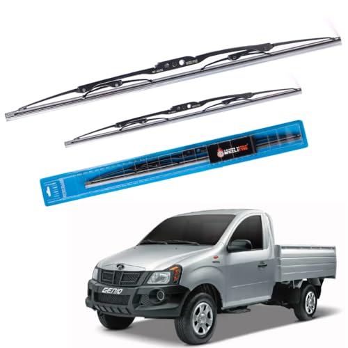 Image of Windshield Car Wiper Blades Metal Frame Water Repellant Cleaning Wiper Blades Refills Best for Mahindra Genio (2011 Onwards) Dr 24 inch /Pa 19 inch