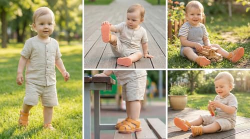 Image of Baby Boys Girls Squeaky Sandals Summer Closed-Toe Anti-Slip Premium Rubber Sole Toddler First Walkers Shoes