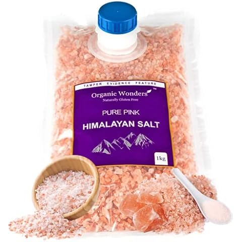 Pure Pink Himalayan Salt (Coarse) 1kg Premium UNREFINED | 100% Natural | Gluten Free | Vegan | Vegetarian by Organic Wonders® Cover