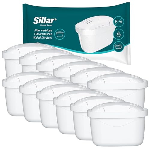 Sillar Wasserfilter Kartusche Kompatibel mit Brita Maxtra - Filter mit Aktivkohle und Lonenaustauscherharz, Wasserfilterkatuschen - 12er Pack