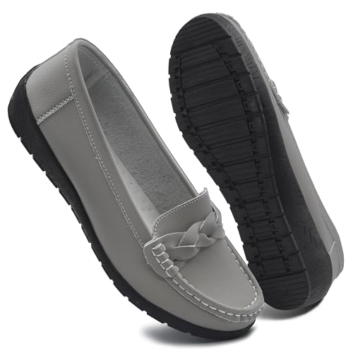 Image of Women Loafers Flexible Breathable Slip-On Comfortable Sole Low Wedge Loafers for Women Ladies Shoes for Walking