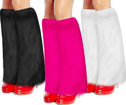 Vicenpal 3 Pair Faux Fur Leg Warmers Sets - Soft Boot Winter Cuffs Cover for Women's Festival Wear