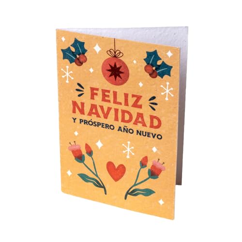 Tarjeta de Natal Plantável com Sementes | Felicitação de Natal Original com Envelope de Papel Vegetal | Presente Significativo e Emocional | Resetea