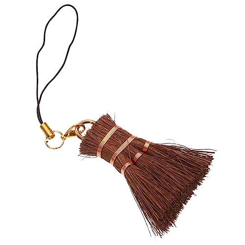 KOMBIUDA Small Broom Pendant Tea Cup Duster Keyboard Brush Tea Ceremony Supplies Mini Palm Broom Small Palm Broom Mini Broom Desk Cleaning Brush Tea Ceremony Broom Desktop Broom Brown Silk