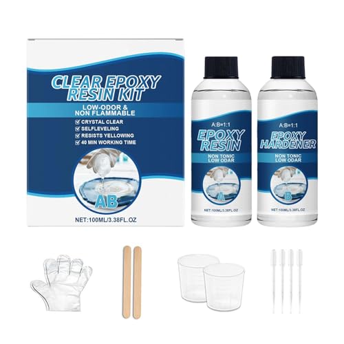 Raypontia Kit De Resina Epoxi - Pegamento con Endurecedor AB Transparente,Juego de Resina Epoxi - para Proyectos Artísticos, Joyería de Arte y Artesanía, Posavasos, Pendientes, Llaveros y Marcadores