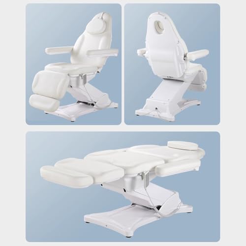 TT-YEL Luxury Electric Beauty Bed Chair, 58-80CM Height Adjustable Massage Bed, Professional Spa Treatment Equipment with Adjustable Backrest and Leg Rest, Reclining Salon Tattoo Chair,White - Image 5