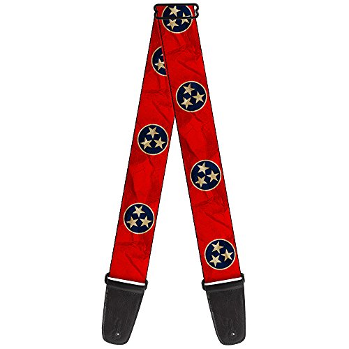 Image of Buckle-Down GS-W32094 inchTennessee Flag Stars CLOSE UP Distressed inch Guitar Strap