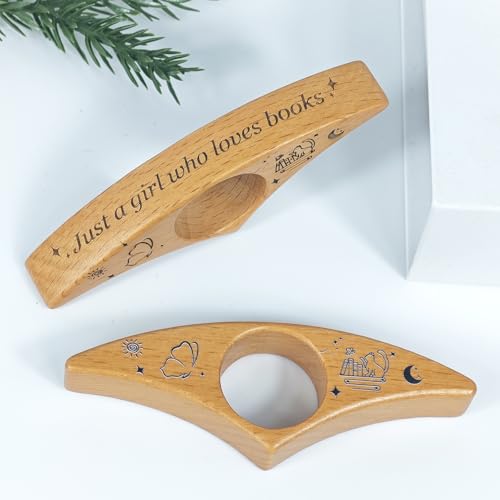 Personalization Book Page Holder Holder for One-Handed Reading Suitable for All Kinds of Fingers Wooden Bookmark Gift for Your Lover Teacher or Reading Lover(Kitten Bookmark)