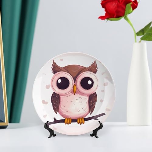 Plato decorativo de porcelana con búho blanco 7 pulg miniatura 6