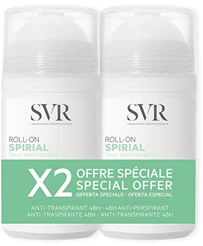 SVR Spirial - Desodorante antitranspirante, 48 h, de bola, lote de 2 unidades, 50 ml