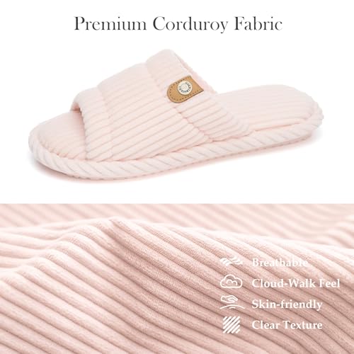 Image of GOEWY Fuzzy Open Toe Slippers for Women Indoor with Comfy Memory Foam
