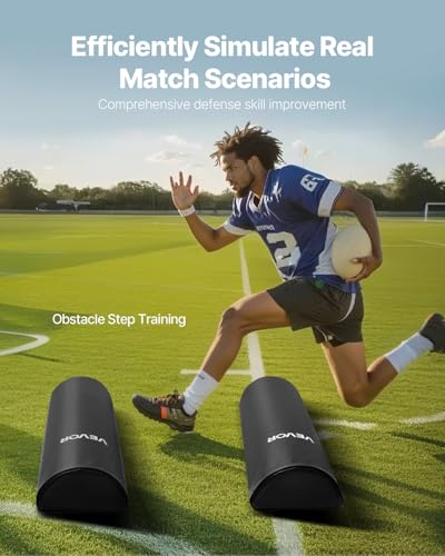 VEVOR Fußball Tackling Dummy PVC Step-Over-Dummy, hochdichtes Schwamm-Blocking-Pad (1080 x 310 x 155 mm), robuste Trainingsdummies mit Griffen, ideal für Beinarbeitsübungen, Sporttraining, 2 STK.