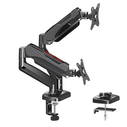 Redragon GMK914 Single Monitor Mount Stand - Gas Spring Adjustable Arms with VESA 75/100mm, 13-32 Inch Screen Compatibility, C Clamp & Grommet Base, Cable Management, 17.6lbs Load Capacity