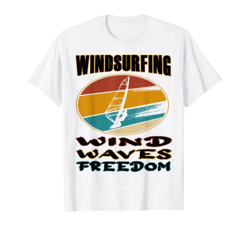 Equipo de Windsurf Wind Waves Freedom   Retro Windsurf Camiseta