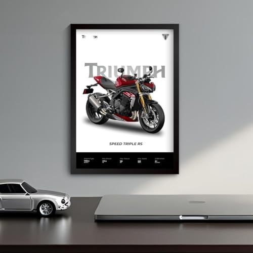 Image of Triumph Speed Triple RS Poster | Superbike Triumph Framed Poster | Framed Matt Superbike | Bike Posters A3 Size (31 x 23 cm) | Speed Triple RS Bikes Posters for Wall, Home, Bedroom, Living room decoration (F 030)