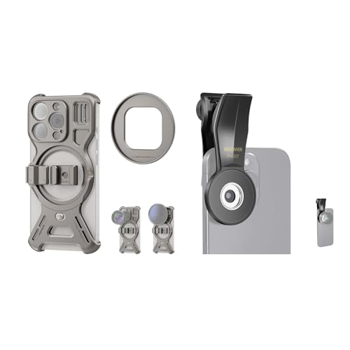 NEEWER LiteArmor Metal Frame Case for iPhone 15 Pro, Video Rig Phone Stabilizer with 67mm Filter Adapter, 17mm Lens Mounts, Universal Phone Clamp for 17mm Threaded Lens Included