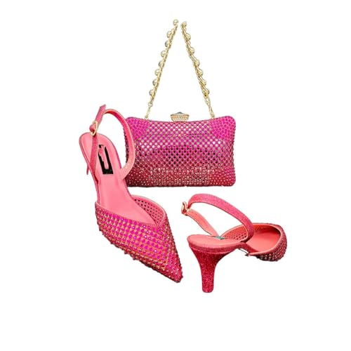 Women African Shoe and Bag Set Gold Shoes and Matching Bags Match with Handbag Clutch Femmes Sandales