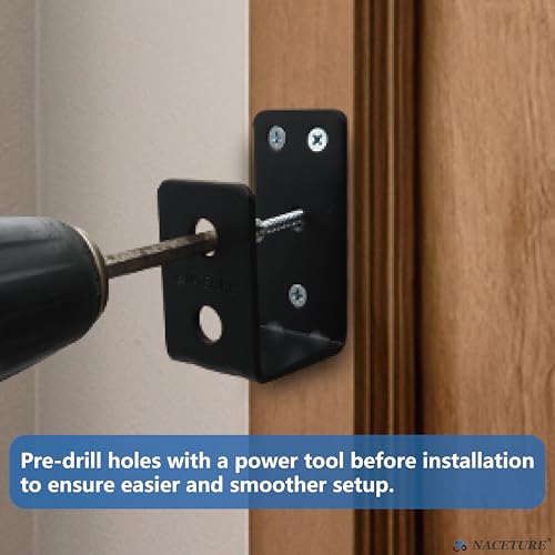 2 Pack Black Door Barricade Brackets – Heavy Duty 2x4 U Bracket Door Brace Reinforcement Plates with Screws, Wall Mount Security Bar Holder for Front Door Safety, Anti-Rust Steel, Easy Install - Thumbnail 3