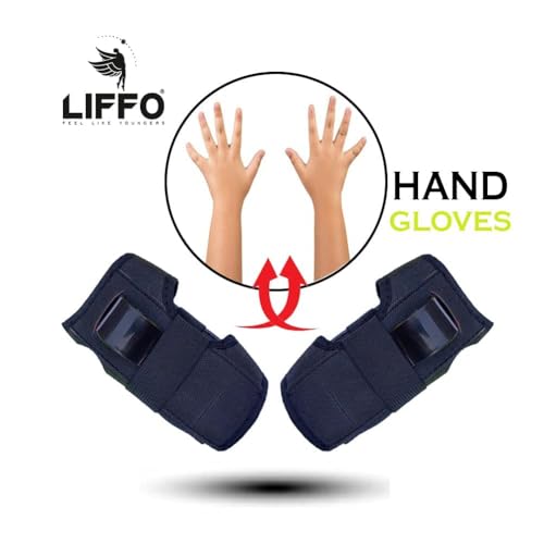 Image of Liffo Skating Guard Skating Kit Protective Skating Guard Kit for Skating, Cycling, Running for Kids,Boys,Girls,Men & Women (HSG) (Black, S)