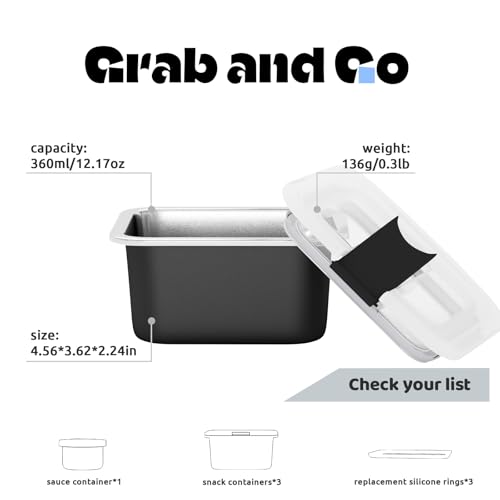 Image of Bakpoco Stainless Steel Snack Lunch Containers for Kids, 3 Packs 12 oz Leak-Proof Lunch Box Containers, Microwave-Safe, Convenient Metal Small Food Storage Container with Lid for School, Work