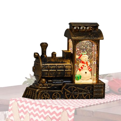 Nybhyjka Muñeco de Nieve de la Linterna del Globo de la Nieve de la Navidad, Globo de la Nieve del Tren de la Navidad - Globo de Nieve Iluminado con Purpurina - Adornos de Papá Noel de muñecos de