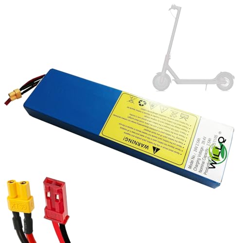 WILLQR 29.4V 2500mAh Scooter Battery 24V 2.5Ah Replacement Rechargeable Lithium Battery 7S for Kids Ride Motor with JST and XT30 Plug