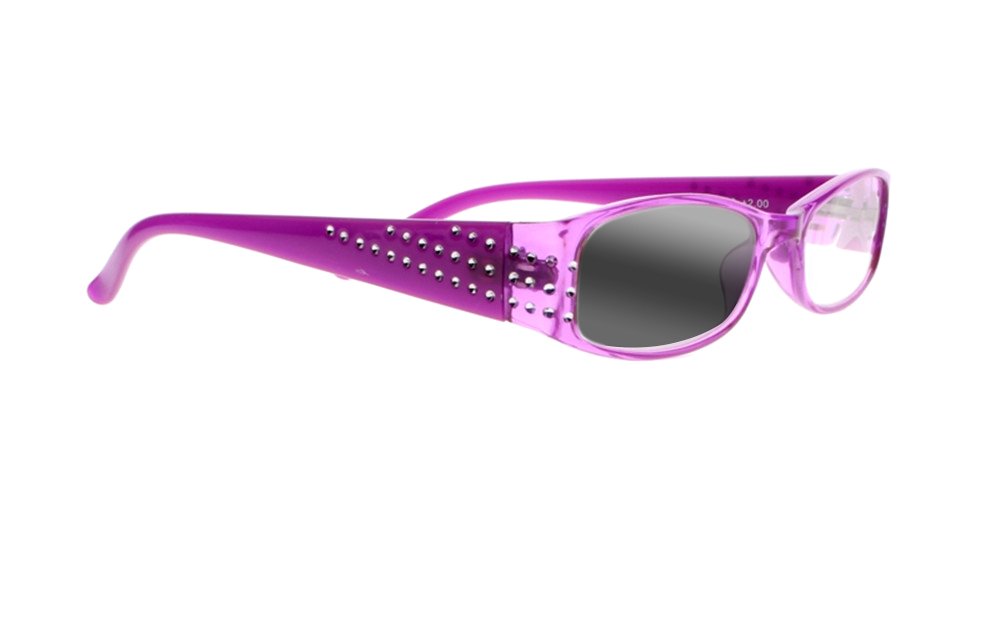 Womens Full Rhinestones Transition Photochromic Reading Glasses UV400 Sunglasses (Purple, 1.0)