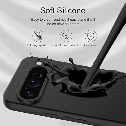 Coque silicone Google Pixel 10 Pro souple fine noire résistante aux impacts