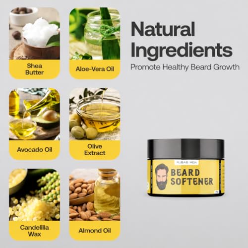 Image of RUBAB MEN Beard Softener, 40g | Shea Butter Infused Cream for Daily Style