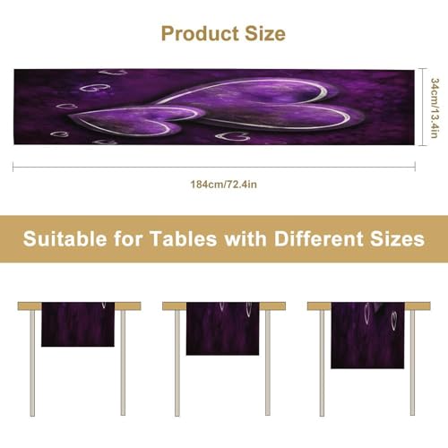 Chemin de table épais design cœurs violets tissage de qualité supérieure