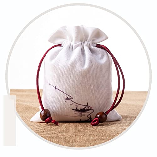 4 Bolsas de tela lino con cordón 13x16 cm miniatura 1