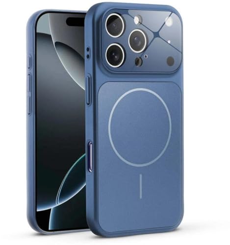 Image of for iPhone |Convert to 17 pro /17 Pro Max Style Premium Back Glass Converter Cover Magnetic Case (Blue, for iPhone 15 Pro)