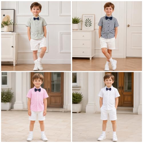 Image of Mud Kingdom Little Boys Dress Shirts Short Sleeve Cute Summer