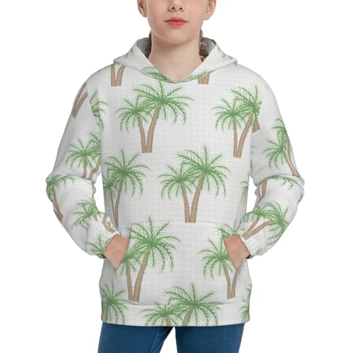 Hawaiian Coconut Palm Tree Boy, Girls Sports Shirt Youth Pullover Fashion Hooded Sweatshirt3