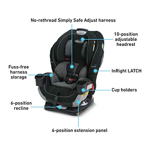 Graco Extend2Fit 3 in 1 Car Seat Ride Rear Facing Longer with Extend2Fit, featuring TrueShield