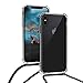 kwmobile Crossbody Case Compatible with Apple iPhone Xs Case - Clear TPU Phone Cover w/Lanyard Cord Strap - Black/Transparent