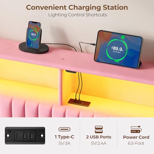 image for Rolanstar Headboard for Twin Size Bed with Storage, Head Board with US